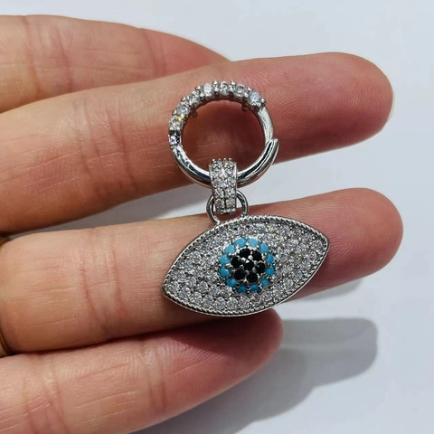 Colgante De Ojo Turco Cobre Esmalte Circón Colorido Forma Corazón Corona Joyería De Moda Geométrica Para Mujeres