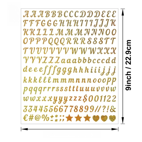 Glitter Letter Number Stickers Vinyl Waterproof Decal For Scrapbooking Water Bottle Mailbox DIY Decoration Small