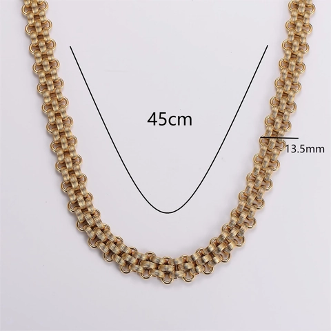 Collana E Bracciale A Catena Intrecciata In Acciaio Inossidabile Retrò Placcato Oro 18K Accessorio Moda Unisex