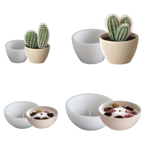 Round Storage Cup Silicone Mold For DIY Candle Jar Resin Casting Flower Pot Making Plaster Cement Craft Tool