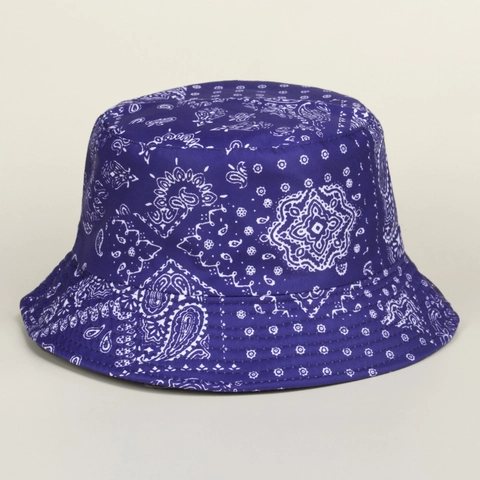 Chapeau Bob Imprimé Paisley Réversible Toile Coton Protection Solaire Extérieur Style Ethnique Vintage Unisexe