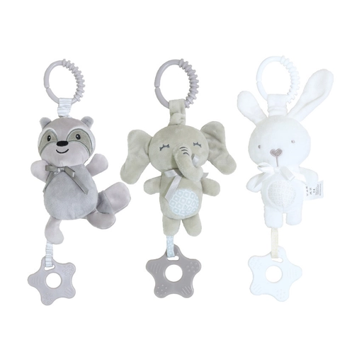 Baby Plush Hanging Rattle Toys With Teether Animal Shape Soft Stroller Crib Wind Chime Squeaker For Infants