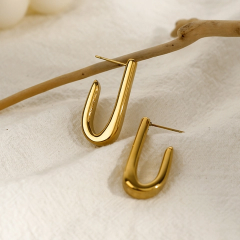 Minimalistische Edelstahl Gold U-Form Reifen Ohrstecker Für Damen Leichte Geometrische Offene Piercing Schmuck Geschenk