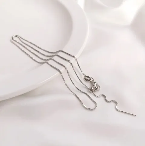 925 Sterling Silver Chain Necklace For Women Thin S925 Box Water Wave Chopin Link Clavicle Choker Minimalist Jewelry