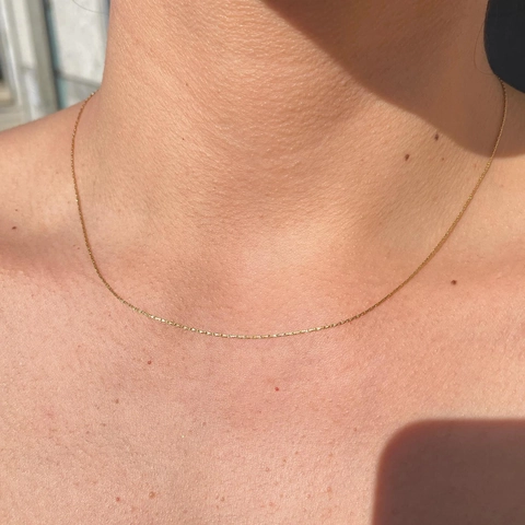 Minimalist Gold Plated Stainless Steel Chain Necklace Flat Blade Snake Lip Texture Jewelry For Women Fashion