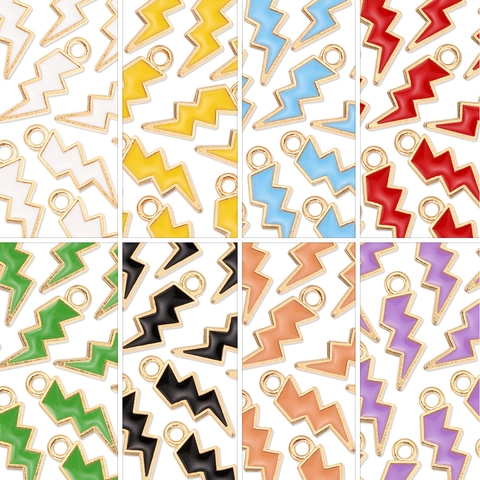 Lightning Charms Pendants Alloy Enamel Colorful DIY Jewelry Making Necklace Bracelet Supplies Gold Plated
