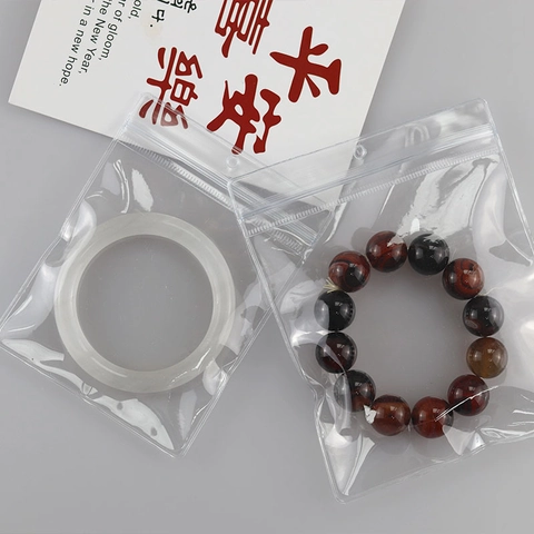 Clear PVC Self Sealing Jewelry Packaging Bags With Hanging Hole Reusable Reclosable Storage Pouch Anti Oxidation