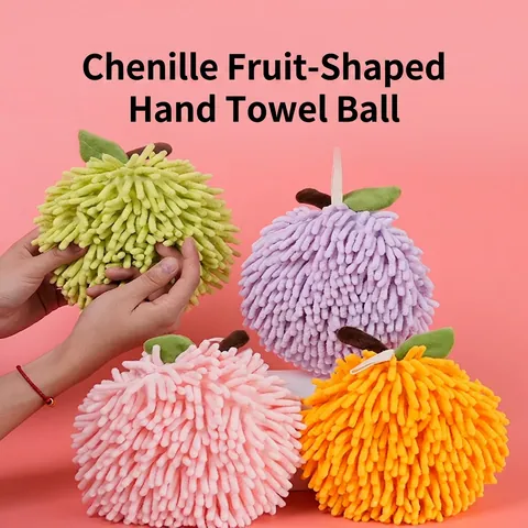 Chenille Hand Towel Ball Absorbent Quick-Dry Fruit Shaped Hanging Towel For Kitchen Bathroom Microfiber Soft