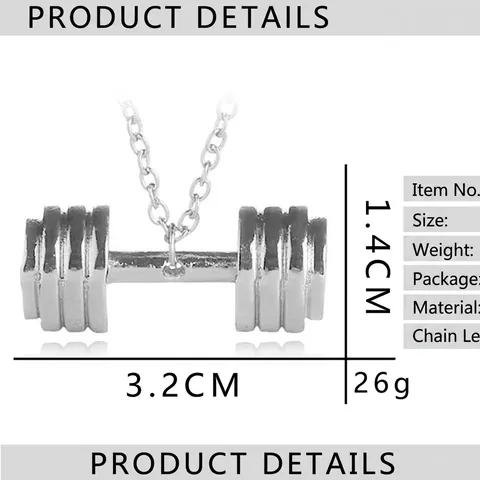 Fitness Halter Hanger Ketting Voor Mannen Vrouwen Legering Barbell Sportschool Krachttraining Sieraden Cadeau Met Metalen Ketting Zwart Goud Zilver