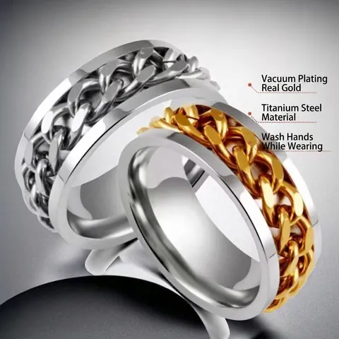 Stainless Steel Rotatable Chain Ring Men Punk Style Rotating Bottle Opener Finger Ring Fashion Unisex Jewelry Gift