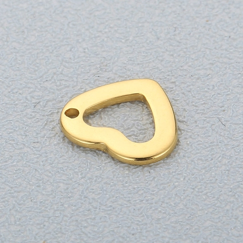 Hollow Heart Pendant Stainless Steel Minimalist DIY Jewelry Making Necklace Charm Findings Small Polished Metal