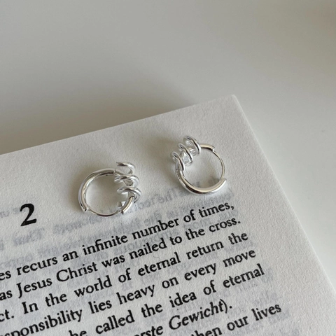 925 Sterling Silber Creolen Dreifach Rotierende Kreise Minimalistischer Geometrischer Ohrschmuck Für Damen