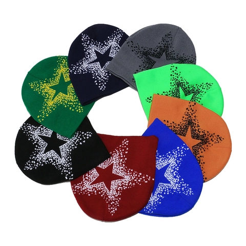 Gorro De Punto Acrílico Jacquard De Estrella De Píxel Cálido Resistente Al Viento Ciclismo Hip Hop Streetwear