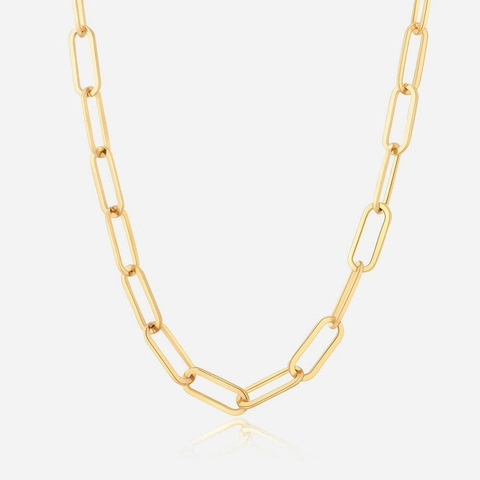 Chunky Paperclip Chain Necklace 18K Gold Plated Stainless Steel Punk Hip Hop Jewelry For Women