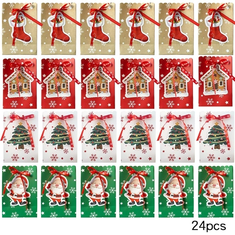 Bolsas De Regalo De Navidad Papel Kraft Empaque Para Fiesta Diseños Reno Papá Noel Muñeco De Nieve Para Caramelos Galletas Decoración