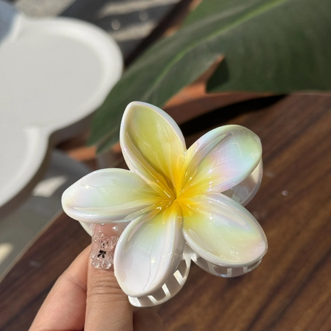 Plumeria Blumen Haarklammer Für Damen Mädchen Irisierendes Acetat Harz Süßer Floraler Haarschmuck Für Dickes Haar