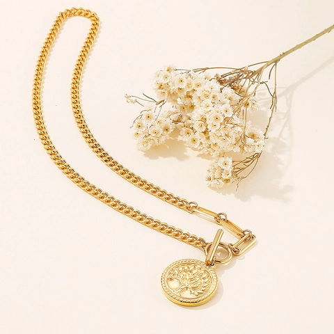 Collana E Bracciale Albero Della Vita In Acciaio Inossidabile Gioielli Per Donna Con Chiusura A T Catena Cubana E Graffetta