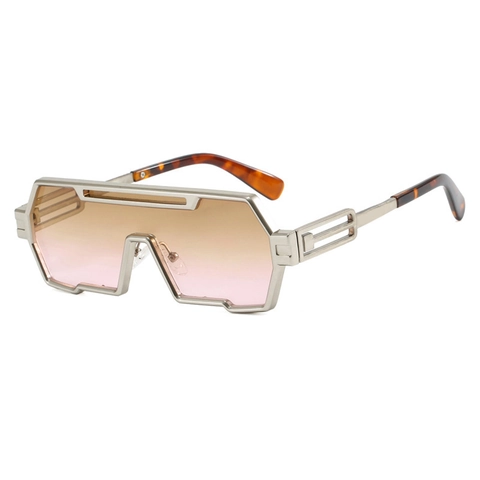 Oversized Geometric Sunglasses Metal Frame UV400 Protection Futuristic Punk Style For Men Women Outdoor Party Travel