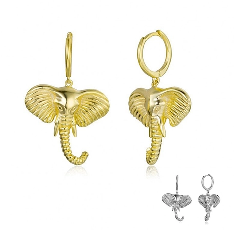 Europäische Süße Elefantenkopf Hoop Ohrringe Damen 925 Sterling Silber Stift Kupfer Gold Silber Plattiert Tier Schmuck