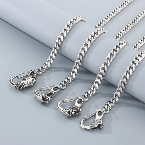 Mens Hosenkette Edelstahl Panzerkette Gothic Punk Gürtelzubehör Mit Totenkopf Und Buddha Schnalle