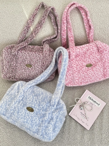 Sac À Épaule En Peluche Imprimé Léopard Femme Grand Sac À Main Fausse Fourrure Fermeture Éclair Doux Hiver Accessoires