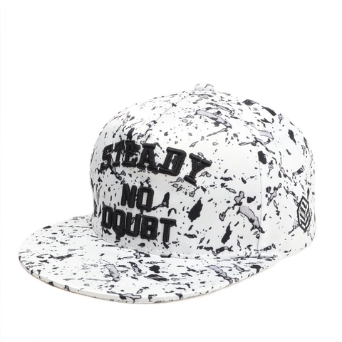 Cappello Da Baseball In Cotone Tesa Piatta Stampa Marmo Spruzzi Steady No Doubt Ricamo Strutturato Snapback Hip Hop Streetwear Regolabile