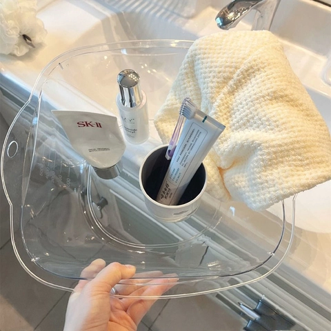 Lavandino Trasparente PET Plastica Quadrato Multiuso Vasca Lavanderia Per Bagno Casa Salone Di Bellezza