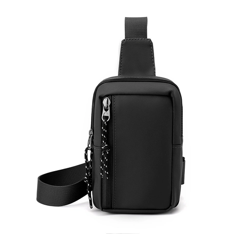 Men Chest Bag Waterproof Nylon Sling Shoulder Crossbody Pack Streetwear Fashion Multi Functional Lightweight Solid Color
