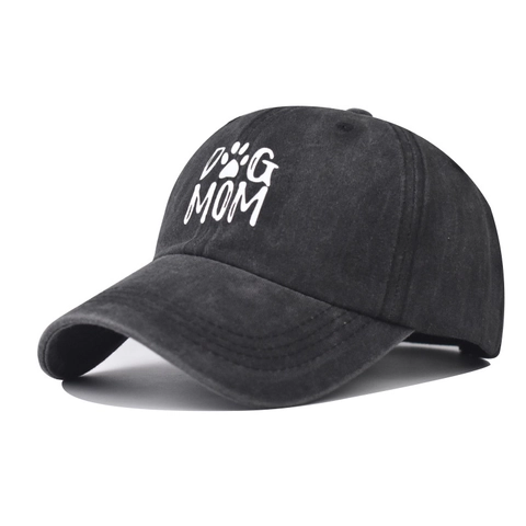 Washed Cotton Baseball Cap Dog Mom Embroidered Distressed Vintage Adjustable Dad Hat For Women Men Casual Sun Hat