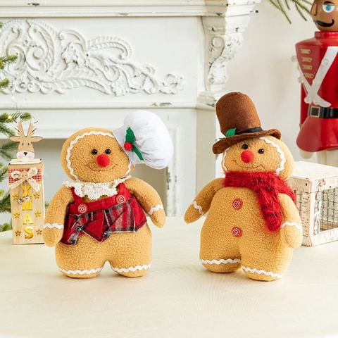 Weihnachts Lebkuchenmann Plüschpuppen Süße Gnom Tischdeko Fleece Feiertagsdeko Für Zuhause Xmas Geschenk