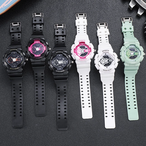 Sport Watch Digital Analog Dual Display Quartz Movement Waterproof Shockproof Resin Strap Stainless Steel Buckle