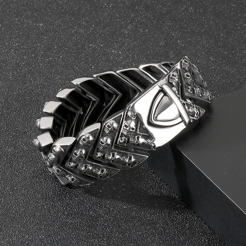 Bracciale Da Uomo Acciaio Inossidabile Teschio Punk Gothic Biker Catena Pesante Gioielli Per Uomo