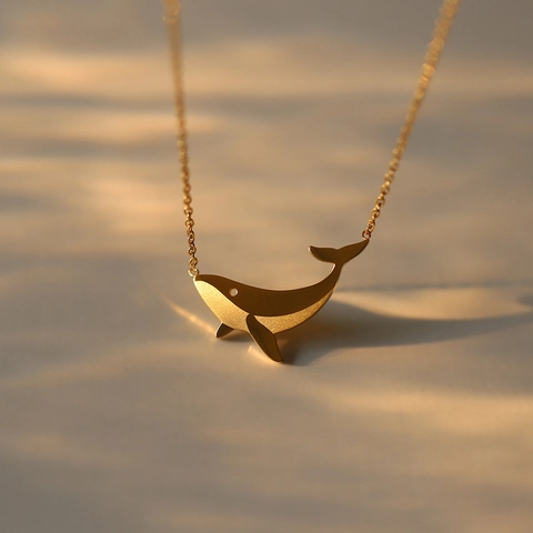 Wal Anhänger Halskette Titanstahl 18K Vergoldet Minimalistischer Ozean Stil Tier Schlüsselbein Kette Schmuck Für Damen