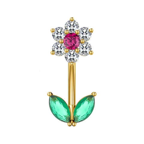 Stainless Steel Zirconia Belly Button Ring Navel Piercing Jewelry For Women Dangle Heart Cat Flower Butterfly Body Piercing Jewelry