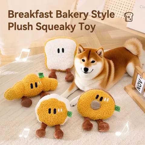 Squeaky Plush Dog Toys Interactive Crinkle Paper Chew Toy Cartoon Food Fruit Shape Soft Teddy Velvet Pet Playing Accessory