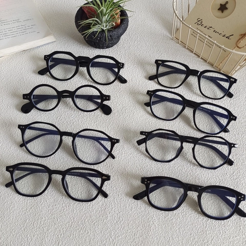 Occhiali Da Donna Anti Luce Blu Montatura PC Moda Retrò Quadrati Tondi Lenti Trasparenti Senza Gradazione