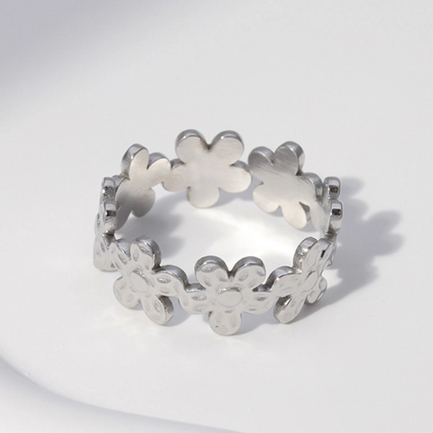 Anillo Abierto Flor Margarita Acero Inoxidable Ajustable Calado Joyería Minimalista Regalo Para Mujeres Niñas