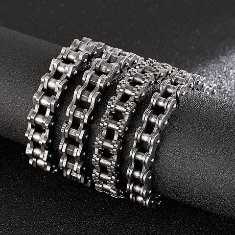 Bracciale Da Uomo Catena Moto Retro Punk Acciaio Al Titanio Stile Meccanico Industriale Gioielli Bicicletta
