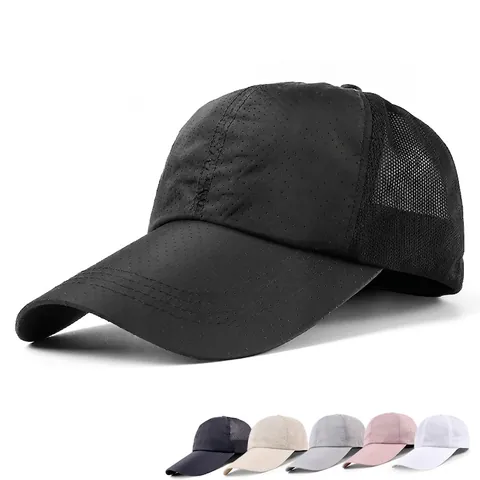 Gorra De Béisbol De Malla Secado Rápido Sombrero De Sol Transpirable Visera Larga Deporte Al Aire Libre Ajustable Unisex