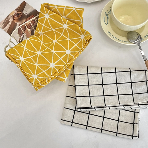 Tovagliette Stampate Cotone Lino Geometrico Motivo Stella Scacchi Moderno Minimalista Decorazione Da Tavolo Resistente Al Calore