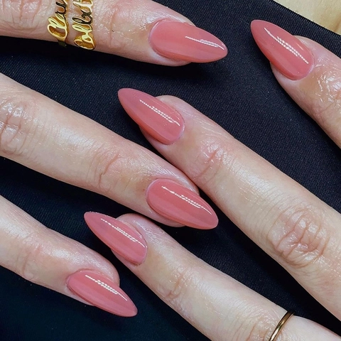 Uñas Postizas Forma Almendra Color Sólido Brillante Plástico ABS Manicura DIY Para Mujeres
