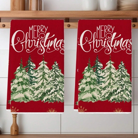 Christmas Microfiber Kitchen Towels Super Soft Absorbent Dish Cloths Holiday Decor Santa Snowman Tree Pattern Festive