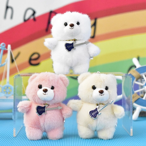 Cute Guitar Bear Plush Keychain Soft Stuffed Animal Toy Bag Charm Keyring For Backpack Accessories Women Girls Gift