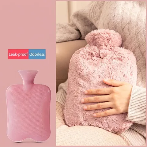 Bolsa De Agua Caliente Con Funda De Peluche Suave PVC Engrosado Antifugas Calentador De Manos Cintura Alivio Del Frío