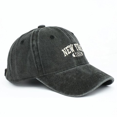 New York 1625 Embroidered Baseball Cap Washed Cotton Adjustable Distressed Retro Sun Hat For Men Women
