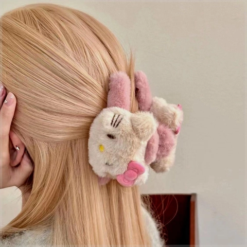Molletta Per Capelli In Peluche Simpatica Forma Di Gatto Cartone Animato Fermaglio In Pelliccia Sintetica Per Donne Ragazze