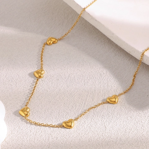 Herz Anhänger Halskette Edelstahl 18K Vergoldet Zierlicher Schmuck Minimalistische O-Kette Vielseitiges Accessoire Für Frauen