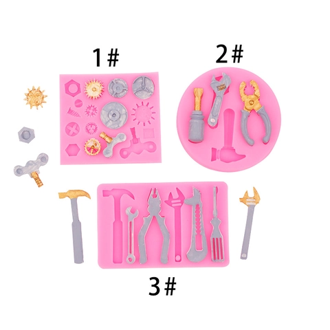 Molde De Silicona Herramientas De Reparación Martillo Llave Destornillador Engranaje Para Decoración De Pasteles Fondant