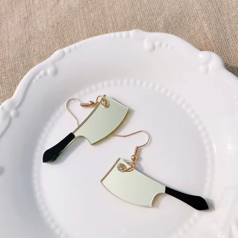 Acryl Spiegel Mes Drop Oorbellen Grappig Creatief Hakmes Ontwerp Voor Halloween Punk Sieraden Nieuwigheid
