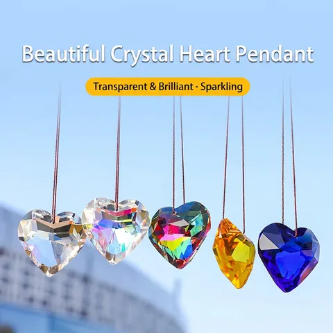 Heart Shaped Crystal Suncatcher Faceted Glass Prism Rainbow Maker Angel Wings Hanging Ornament Memorial Gift Home Decor